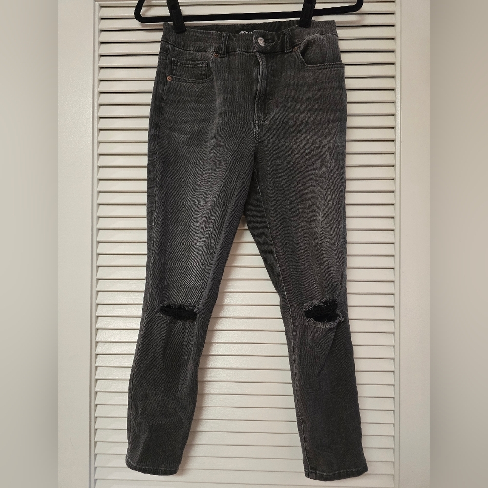 Express - Ultra Hyper Stretch High Rise Cropped Skinny Distressed Jeans